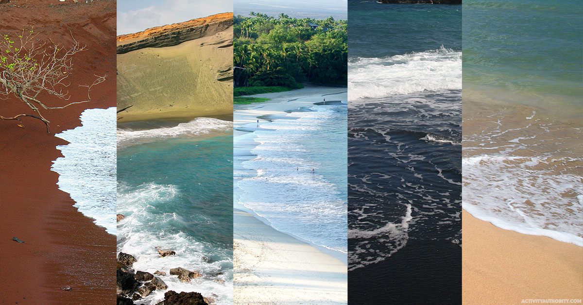 The Sands of Hawaii: Green, Black, Orange, Red